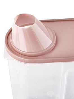 Контейнер 2,5л для сыпучих продуктов/для кормов с дозатором розовый полипропилен 000000000001227841