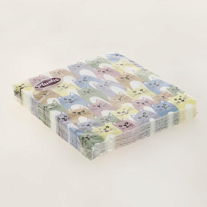 Салфетки бумажные 2слоя 15листов Plushe Котики 19616 000000000001204662