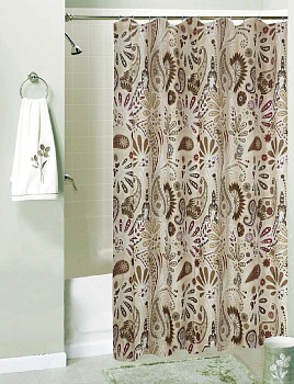 Занавеска Niklen для ванной с кольцами "Цветочный калейдоскоп" 100%  полиэстер 178х180см, в комплекте 12 колец 7106 000000000001190269