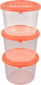 Набор контейнеров для продуктов Plast Team PATTERN, круглых, коралловый, 3 шт. (0,8л), 130х130х125 (PT9853) 000000000001201530