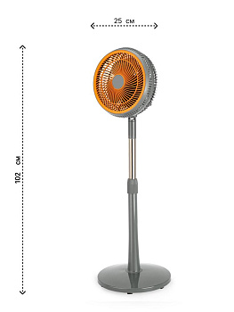 Вентилятор напольный102х25см 220В 35Вт 2скорости режим поворота регулировка наклона регулировка высоты серый пластик/железо с гальваническим покрытием 000000000001227273