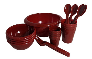Набор Летний Плюс 4 персоны пластик рубиновый П2526 000000000001197375