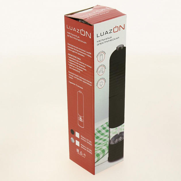 Мельница электрическая LUAZON HOME LET-002 питание от батареек серебристая пластик металл 000000000001186520