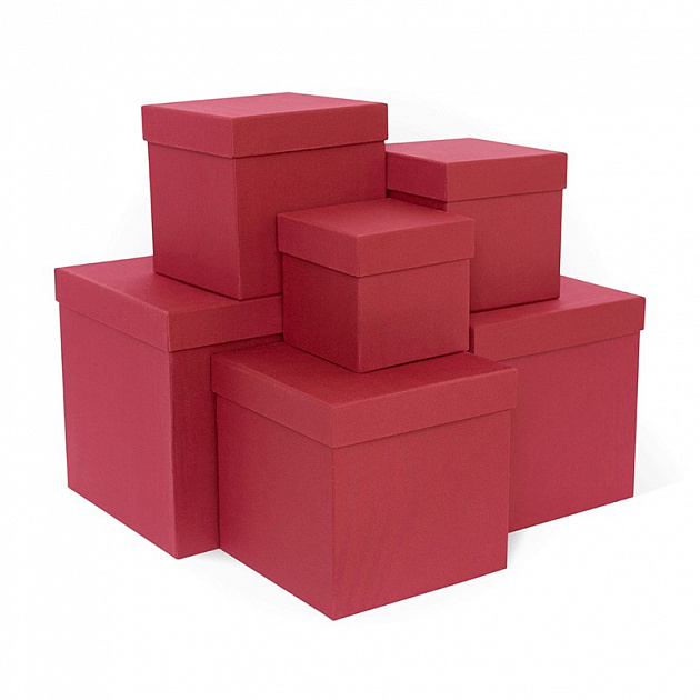 Коробка подарочная 150x150x150мм РУТАУПАК тиснение ЛЕН красный картон 000000000001222366