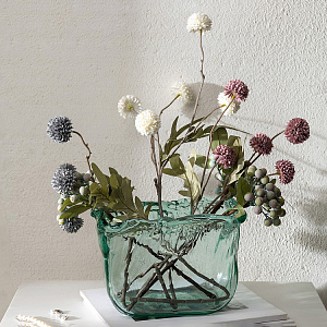 Ваза декоративная 11x19x14см DE'NASTIA Египет волнистый край прозрачный стекло 000000000001225004