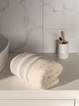 Полотенце махровое LUCKY Бордюр точки 450gsm 70x140 100% хлопок, молочный D100296 000000000001227639