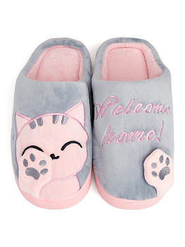 Туфли домашние-тапки р.36-37 LUCKY Коты розовый/серый полиэстер 000000000001220270