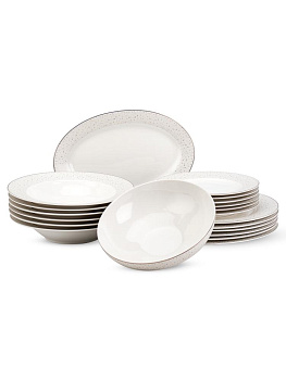 Набор столовой посуды 20 предметов LA PERLA (десертная 19см-6шт/обеденная 27см-6шт/суповая 23см-6шт/блюдо овальное 30см-1шт/салатник 20см-1шт) фарфор 000000000001224673
