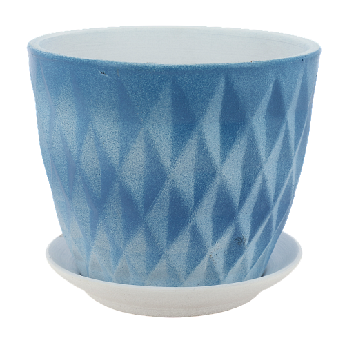 Горшок для цветов декоративный керамический Ромб бело-синий №2 3л ГК 17 000000000001200884