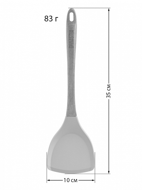 Лопатка кулинарная большая 35x10x1,6см DE'NASTIA деревянная ручка серый силикон/акация 000000000001213971