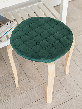 Чехол на табурет 33см DE'NASTIA круглый на резинке зеленый полиэстер 000000000001229940