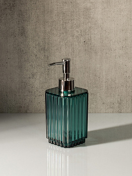 Диспенсер для жидкого мыла 7,3x7,3x17,4см DE'NASTIA WAVE зеленый акрил/пластик 000000000001228372