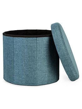 Пуфик складной 38х33см круглый голубой велюр 000000000001226424