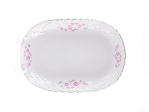 Блюдо овальное 29см CMIELOW Рококо Бледная роза отводка платиной фарфор 000000000001214837
