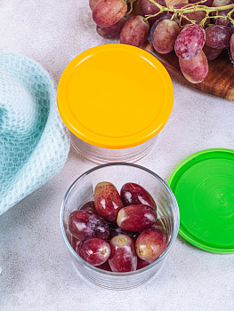 BASIC Контейнер 220мл 8,5х8,5х6см PASABAHCE оранжевая крышка стекло 000000000001158124