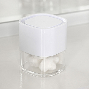 Cтакан для ватных дисков 7,5x8,7см DE'NASTIA STABLE W пластик/акрил 000000000001224736