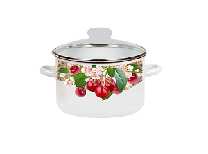 Кастрюля 3л СТАЛЬЭМАЛЬ Вишневый сад цилиндрическая форма эмалированная сталь 000000000001133197