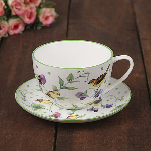 Набор чайный 12 предметов (чашка 220мл-6шт/блюдце-6шт) ДОЛЯНА Зеленый сад фарфор 000000000001210613