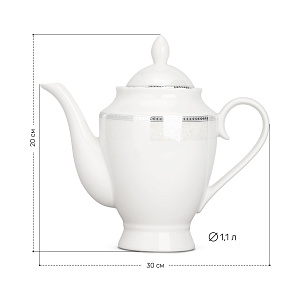 Чайник заварочный 1,1л Stephanie с перламутром серебро фарфор 000000000001219803