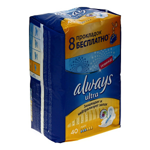 Гигиенические прокладки Ultra Light Quatro Always, 40 шт. 000000000001024123