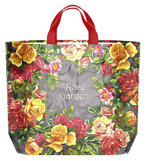 Пакет с прорубной ручкой 40х50см 80мкм ИНТЕРПАК Дикая роза полиэтилен 000000000001215312