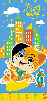 Махровые полотенца 44 котёнка Лампо синий, 100% хлопок. Материал - махра/велюр, яркий детский рисунок . Размер 33 х 70 см.110035 000000000001196746