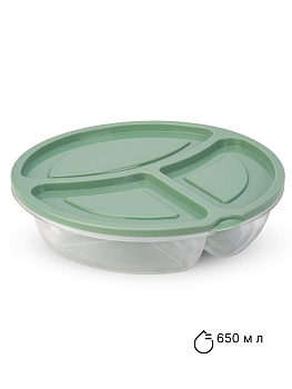 Контейнер пищевой 650мл круглый с отделениями в ассортименте пластик 000000000001228397