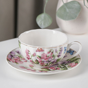 Пара чайная 180мл/блюдце ДОЛЯНА Колокольчики керамика 000000000001210609