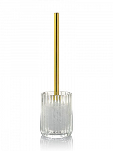 Щётка для унитаза с подставкой DE'NASTIA Граненое стекло прозрачный/золотой стекло 000000000001218914