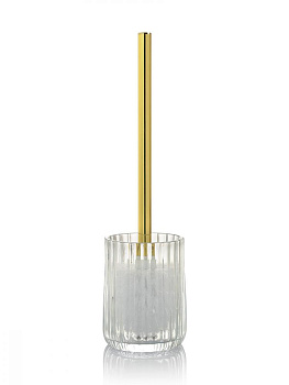 Щетка для унитаза с подставкой 9,5x9,5x35,5см 550мл DE'NASTIA Граненое стекло прозрачный/золотой стекло/нержавеющая сталь 000000000001218914