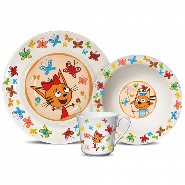 Набор посуды детский фарфор Три кота Бабочки,КРС-821 000000000001193702