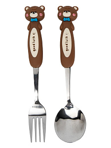 Набор столовых приборов 2 предмета (ложка столовая 18см, вилка столовая 18см) в футляре в ассортименте нержавеющая сталь/полипропилен 000000000001229435