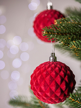 Новогоднее подвесное украшение Шары мозаика бордо бархат из полистирола 2шт 8x8x8см 81903 000000000001201814