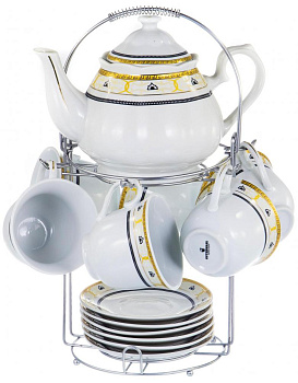 Сервиз чайный 13 предметов (чашка 220мл-6шт/блюдце-6шт/чайник) GUTERWAHL Аврора Дана фарфор 000000000001188218