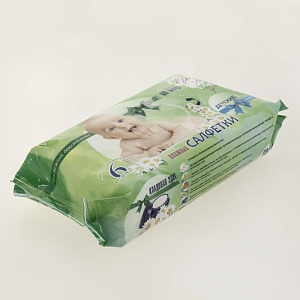 Детские влажные салфетки с экстрактами трав Эдит, 18х16 см, 60 шт. 000000000001103752