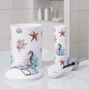 Набор для ванной 6 предметов Бриз мыльница дозатор для мыла 2стакана ершик ведро пластик 000000000001211463