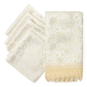 Комплект скатерть 150х250см + 4салфетки 43х43см LUCKY Сияние золотистый 100% полиэстер 000000000001202443