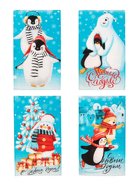 Полотенце кухонное 35х60см Новый год 150гр в ассортименте рогожка хлопок 000000000001229038