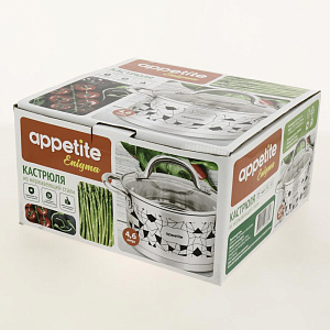 Кастрюля 4,6л APPETITE Enigma нержавеющая сталь GS04463 000000000001192623