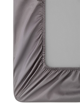 Проcтыня на резинке 90x200+25см DE'NASTIA серый сатин NEW хлопок 000000000001216141