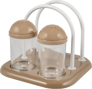 Набор для соли и перца Plast Team с подставкой для салфеток 2шт 50мл мокко 127х127х115мм PT9101МК-12 000000000001201378