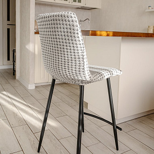 Чехол на стул 40x40x45см LUCKY Гусиные лапки белый/серый полиэстер 000000000001216956