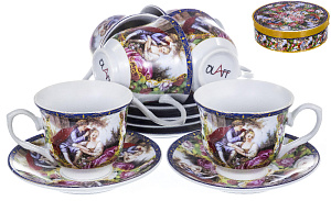 Набор чайный фарфор 12шт 6чашек 250мл+6 блюдец подарочная упаковка МАДОННА 156-01003 000000000001195491