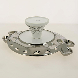 Блюдо для торта на ножке фарфор 43,5х33,5х15см белая упаковка  Bowknot Balsford 147-31014 000000000001194023