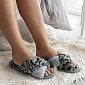 Туфли домашние-тапки р.40-41 LUCKY Леопард накрест серый искусственный мех полиэстер