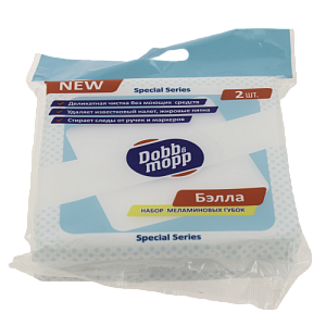 Губка из меламина Dobb&Mopp "Бэлла",  размер 120*60*25мм, 2 штуки в упаковке, 3.3.02.205 000000000001162101