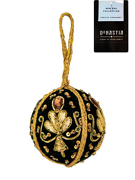 Декоративное украшение D7,5см DE'NASTIA Шар с кисточкой зеленый бисер/ пластик 000000000001229679