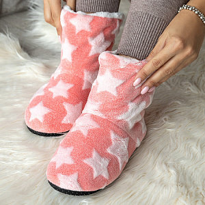 Туфли домашние-тапки р.35-37 LUCKY Угги Звезды розовый полиэстер 000000000001204918