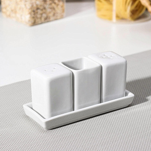 Набор для специй 3 предмета белый фарфор 000000000001219969