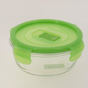 Контейнер стеклянный круглый с зеленой крышкой 420мл PURE BOX ACTIVE N0922/P4575 000000000001182545